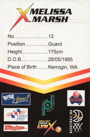 2001-02 Perth Lynx (WNBL) #NNO Melissa Marsh Back