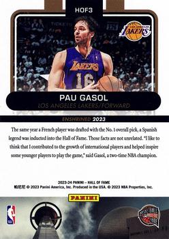 2023 Panini Basketball Hall of Fame #HOF3 Pau Gasol Back