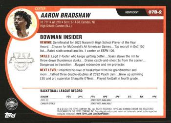 2023-24 Bowman University Chrome - 2007-08 Bowman #07B-2 Aaron Bradshaw Back