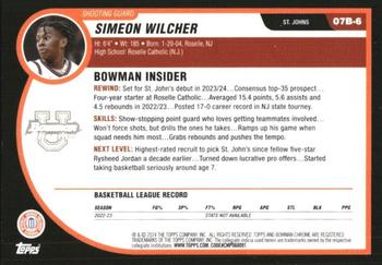 2023-24 Bowman University Chrome - 2007-08 Bowman #07B-6 Simeon Wilcher Back