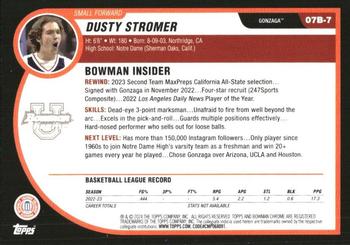 2023-24 Bowman University Chrome - 2007-08 Bowman #07B-7 Dusty Stromer Back