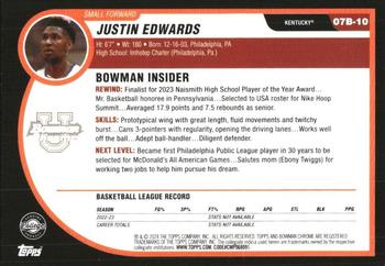 2023-24 Bowman University Chrome - 2007-08 Bowman #07B-10 Justin Edwards Back
