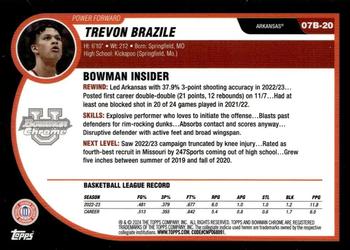 2023-24 Bowman University Chrome - 2007-08 Bowman #07B-20 Trevon Brazile Back