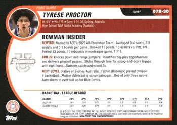 2023-24 Bowman University Chrome - 2007-08 Bowman #07B-30 Tyrese Proctor Back