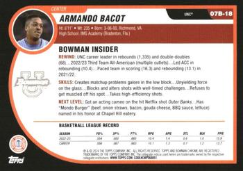 2023-24 Bowman University Chrome - 2007-08 Bowman X-Fractor #07B-18 Armando Bacot Back