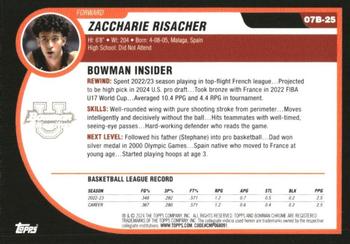 2023-24 Bowman University Chrome - 2007-08 Bowman X-Fractor #07B-25 Zaccharie Risacher Back