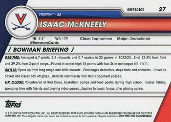 2023-24 Bowman University Chrome - Refractor #27 Isaac McKneely Back