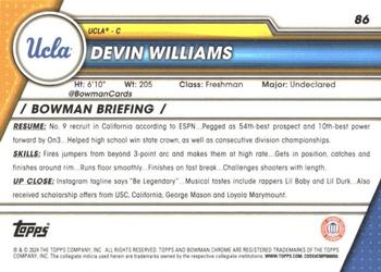 2023-24 Bowman University Chrome - X-Fractor #86 Devin Williams Back