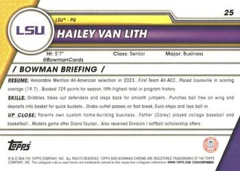 2023-24 Bowman University Chrome - Purple Shimmer Refractor #25 Hailey van Lith Back