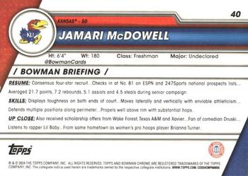 2023-24 Bowman University Chrome - Purple Shimmer Refractor #40 Jamari McDowell Back
