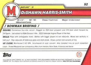 2023-24 Bowman University Chrome - Purple Shimmer Refractor #52 DeShawn Harris-Smith Back