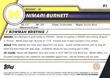 2023-24 Bowman University Chrome - Purple Shimmer Refractor #91 Nimari Burnett Back