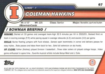 2023-24 Bowman University Chrome - Purple Shimmer Refractor #97 Coleman Hawkins Back