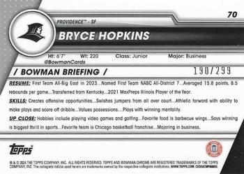 2023-24 Bowman University Chrome - Aqua Refractor #70 Bryce Hopkins Back