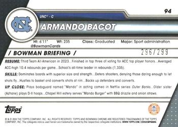 2023-24 Bowman University Chrome - Aqua Refractor #94 Armando Bacot Back
