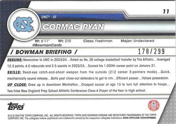2023-24 Bowman University Chrome - Aqua Wave Refractor #11 Cormac Ryan Back