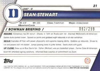 2023-24 Bowman University Chrome - Aqua Wave Refractor #21 Sean Stewart Back