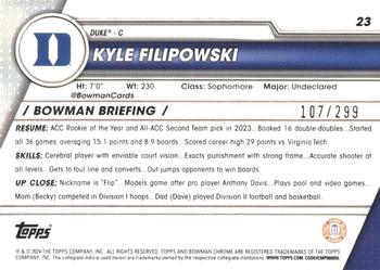 2023-24 Bowman University Chrome - Aqua Wave Refractor #23 Kyle Filipowski Back