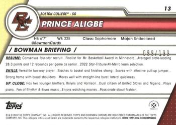 2023-24 Bowman University Chrome - Blue Wave Refractor #13 Prince Aligbe Back