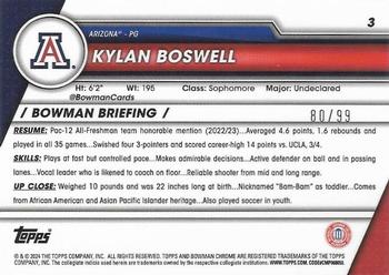 2023-24 Bowman University Chrome - Green Refractor #3 Kylan Boswell Back