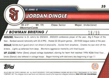 2023-24 Bowman University Chrome - Green Shimmer Refractor #35 Jordan Dingle Back