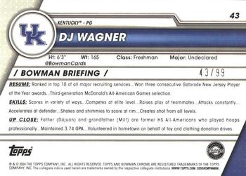 2023-24 Bowman University Chrome - Green Shimmer Refractor #43 DJ Wagner Back