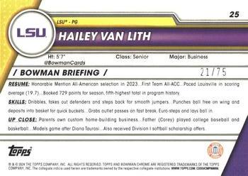 2023-24 Bowman University Chrome - Yellow Refractor #25 Hailey van Lith Back