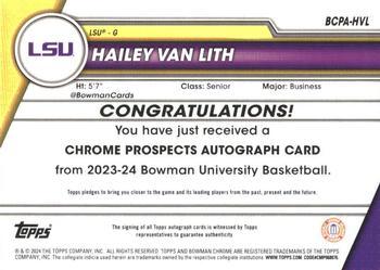2023-24 Bowman University Chrome - Bowman Chrome Prospects Autographs #BCPA-HVL Hailey van Lith Back