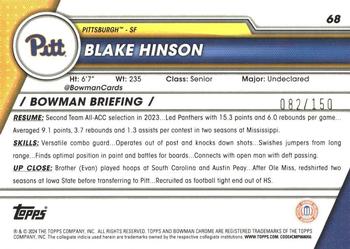 2023-24 Bowman University Chrome - Fuchsia Mini-Diamond Refractor #68 Blake Hinson Back