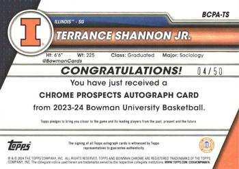 2023-24 Bowman University Chrome - Bowman Chrome Prospects Autographs Gold Refractor #BCPA-TS Terrence Shannon Jr. Back