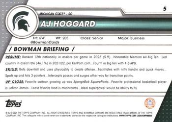2023-24 Bowman University Chrome - Pink Refractor #5 AJ Hoggard Back