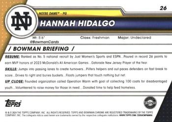 2023-24 Bowman University Chrome - Pink Refractor #26 Hannah Hidalgo Back