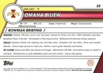 2023-24 Bowman University Chrome - Pink Refractor #32 Omaha Biliew Back