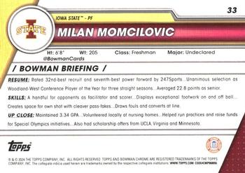 2023-24 Bowman University Chrome - Pink Refractor #33 Milan Momcilovic Back