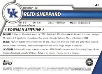 2023-24 Bowman University Chrome - Pink Refractor #45 Reed Sheppard Back