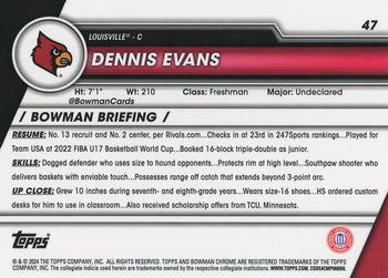 2023-24 Bowman University Chrome - Pink Refractor #47 Dennis Evans Back