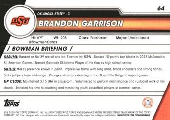 2023-24 Bowman University Chrome - Pink Refractor #64 Brandon Garrison Back