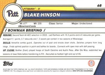 2023-24 Bowman University Chrome - Pink Refractor #68 Blake Hinson Back