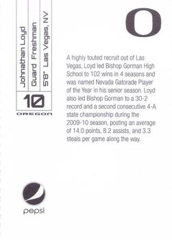 2010-11 Pepsi Oregon Ducks #NNO Johnathan Loyd Back