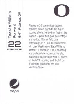 2010-11 Pepsi Oregon Ducks #NNO Teondre Williams Back
