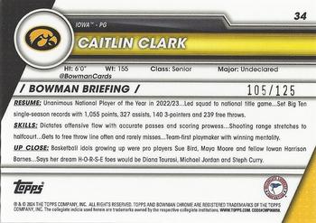 2023-24 Bowman University Chrome - Pink Wave Refractor #34 Caitlin Clark Back