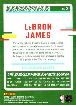 2023-24 Donruss - Green Laser Holo #2 LeBron James Back