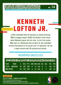 2023-24 Donruss - Green Laser Holo #14 Kenneth Lofton Jr. Back