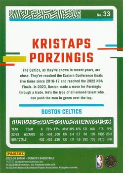2023-24 Donruss - Green Laser Holo #33 Kristaps Porzingis Back
