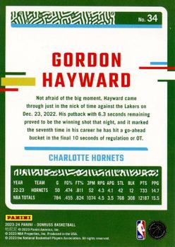 2023-24 Donruss - Green Laser Holo #34 Gordon Hayward Back