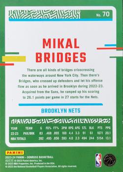 2023-24 Donruss - Green Laser Holo #70 Mikal Bridges Back