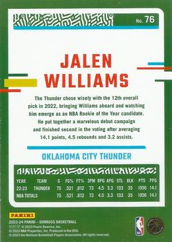 2023-24 Donruss - Green Laser Holo #76 Jalen Williams Back