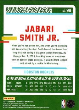 2023-24 Donruss - Green Laser Holo #98 Jabari Smith Jr. Back