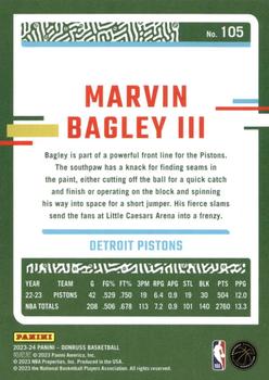 2023-24 Donruss - Green Laser Holo #105 Marvin Bagley III Back