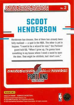 2023-24 Donruss - The Rookies #2 Scoot Henderson Back